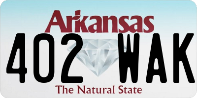 AR license plate 402WAK