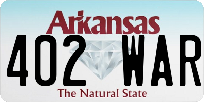 AR license plate 402WAR