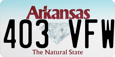 AR license plate 403VFW