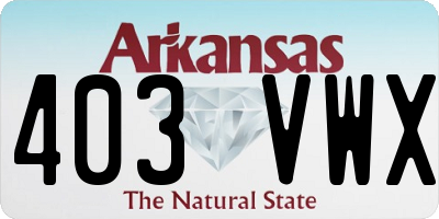 AR license plate 403VWX