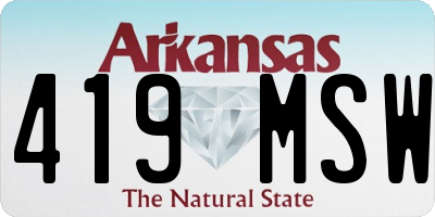 AR license plate 419MSW