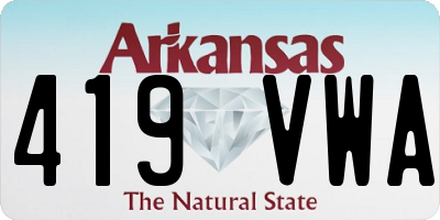 AR license plate 419VWA