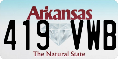 AR license plate 419VWB