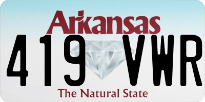 AR license plate 419VWR