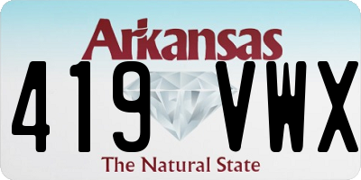 AR license plate 419VWX