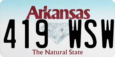 AR license plate 419WSW