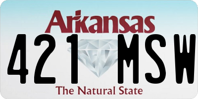 AR license plate 421MSW