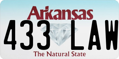 AR license plate 433LAW