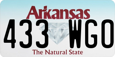 AR license plate 433WGO