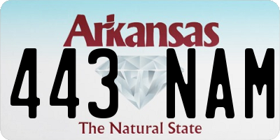 AR license plate 443NAM