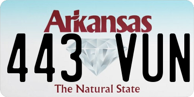 AR license plate 443VUN
