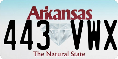 AR license plate 443VWX