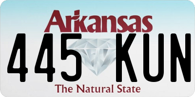 AR license plate 445KUN