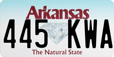 AR license plate 445KWA