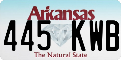 AR license plate 445KWB