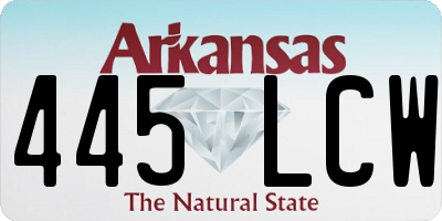 AR license plate 445LCW