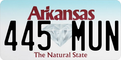 AR license plate 445MUN