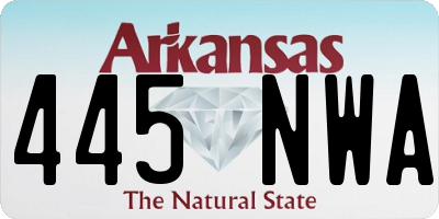 AR license plate 445NWA
