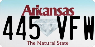 AR license plate 445VFW
