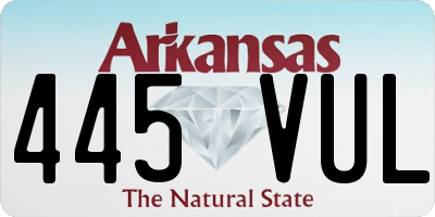 AR license plate 445VUL
