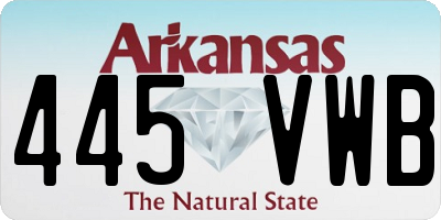 AR license plate 445VWB