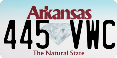 AR license plate 445VWC