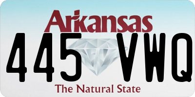 AR license plate 445VWQ