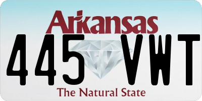 AR license plate 445VWT