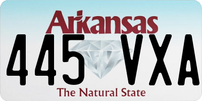 AR license plate 445VXA