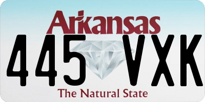 AR license plate 445VXK