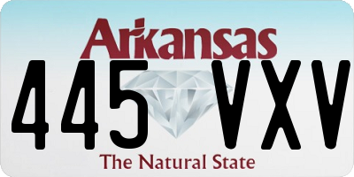 AR license plate 445VXV