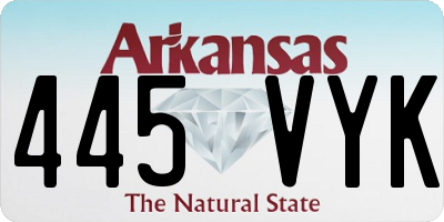AR license plate 445VYK
