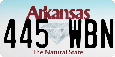 AR license plate 445WBN