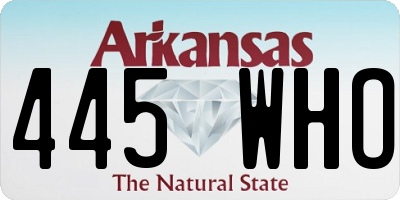 AR license plate 445WHO