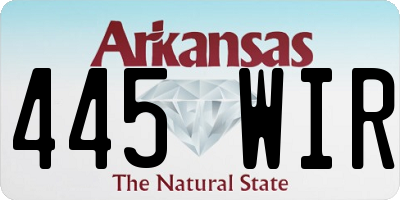 AR license plate 445WIR