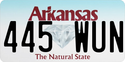 AR license plate 445WUN