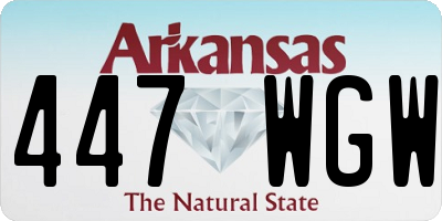 AR license plate 447WGW
