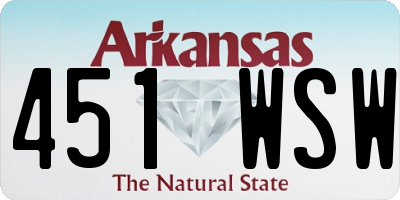 AR license plate 451WSW