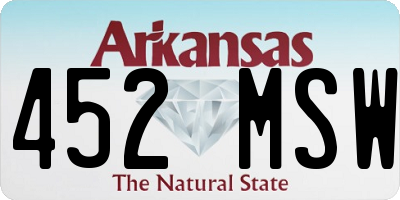 AR license plate 452MSW