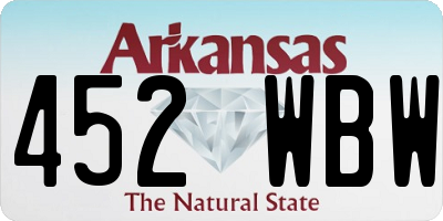AR license plate 452WBW