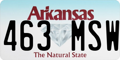 AR license plate 463MSW