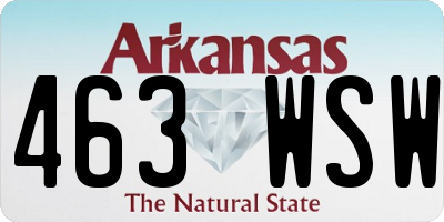 AR license plate 463WSW