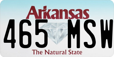 AR license plate 465MSW