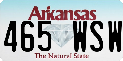 AR license plate 465WSW