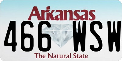 AR license plate 466WSW