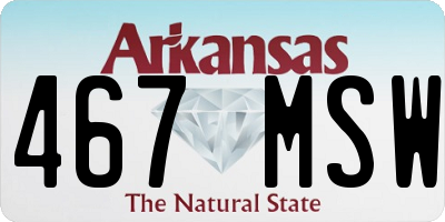 AR license plate 467MSW