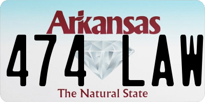 AR license plate 474LAW