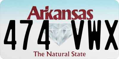 AR license plate 474VWX