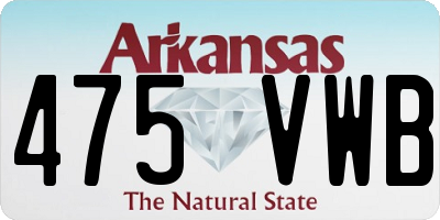 AR license plate 475VWB