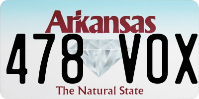 AR license plate 478VOX